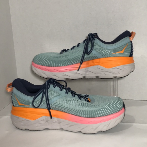 Hoka One One Bondi 7 Sz 9.5 Wide Shoes Blue Haze - Picture 2 of 12